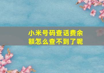 小米号码查话费余额怎么查不到了呢