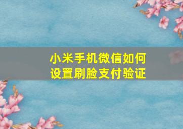 小米手机微信如何设置刷脸支付验证