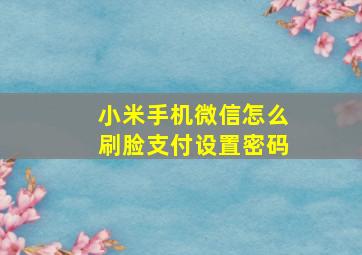 小米手机微信怎么刷脸支付设置密码