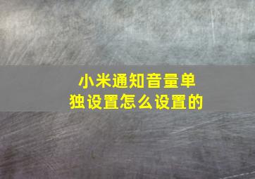 小米通知音量单独设置怎么设置的