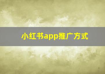 小红书app推广方式