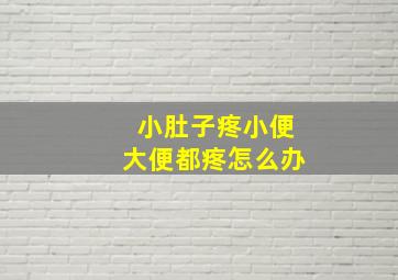 小肚子疼小便大便都疼怎么办