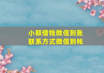 小额借钱微信到账联系方式微信到帐