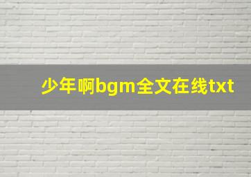 少年啊bgm全文在线txt