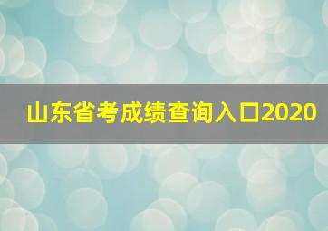 山东省考成绩查询入口2020