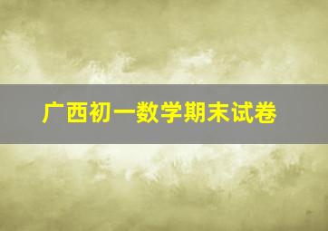 广西初一数学期末试卷