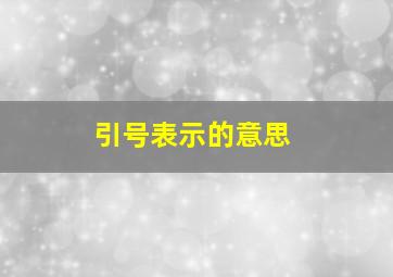 引号表示的意思