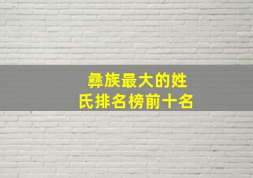 彝族最大的姓氏排名榜前十名