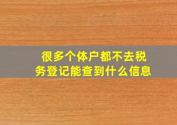 很多个体户都不去税务登记能查到什么信息