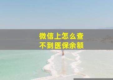 微信上怎么查不到医保余额