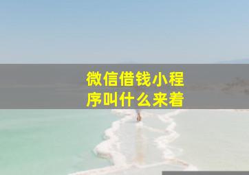 微信借钱小程序叫什么来着