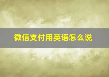 微信支付用英语怎么说