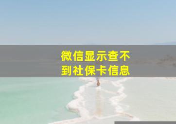 微信显示查不到社保卡信息