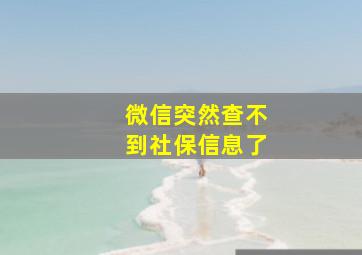 微信突然查不到社保信息了