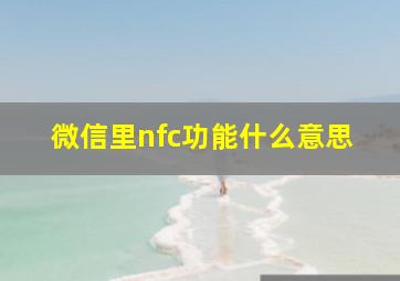 微信里nfc功能什么意思