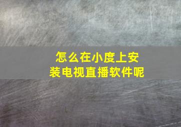 怎么在小度上安装电视直播软件呢