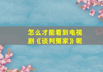 怎么才能看到电视剧《谈判冤家》呢