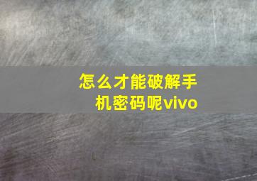 怎么才能破解手机密码呢vivo