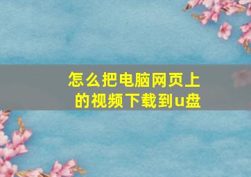 怎么把电脑网页上的视频下载到u盘