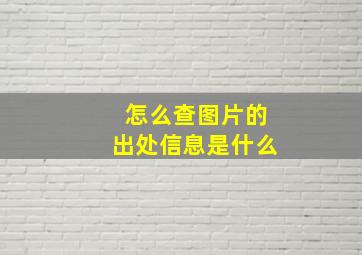 怎么查图片的出处信息是什么