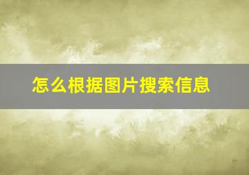 怎么根据图片搜索信息