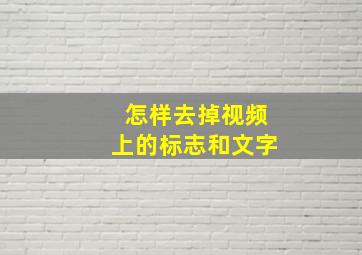 怎样去掉视频上的标志和文字