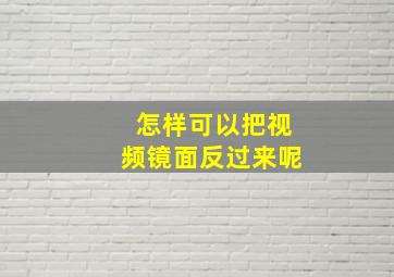 怎样可以把视频镜面反过来呢