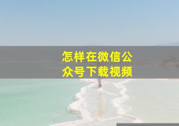 怎样在微信公众号下载视频