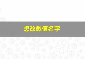 想改微信名字