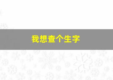 我想查个生字