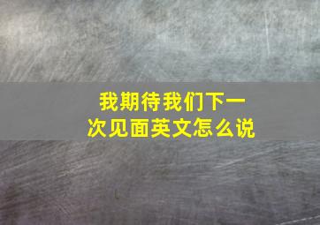 我期待我们下一次见面英文怎么说