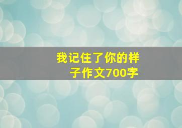 我记住了你的样子作文700字