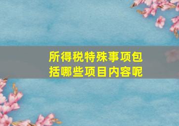 所得税特殊事项包括哪些项目内容呢