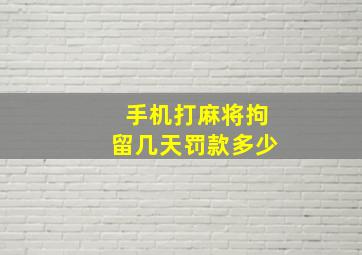 手机打麻将拘留几天罚款多少