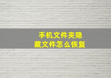 手机文件夹隐藏文件怎么恢复