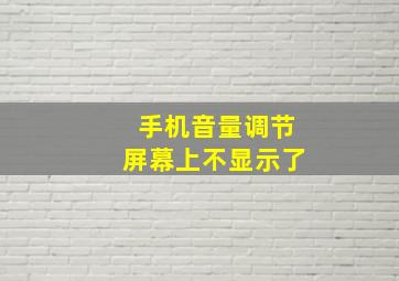 手机音量调节屏幕上不显示了