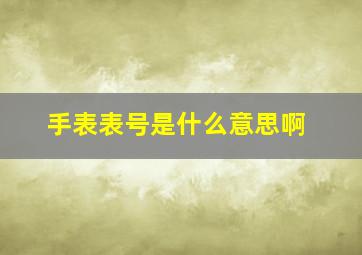 手表表号是什么意思啊