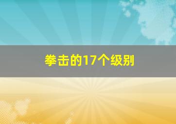 拳击的17个级别