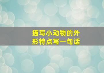 描写小动物的外形特点写一句话