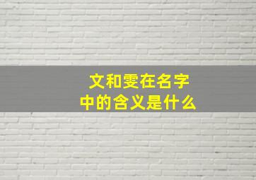 文和雯在名字中的含义是什么