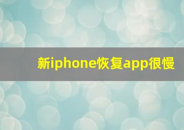 新iphone恢复app很慢