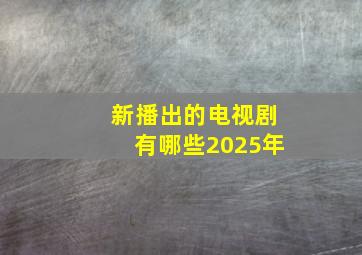 新播出的电视剧有哪些2025年