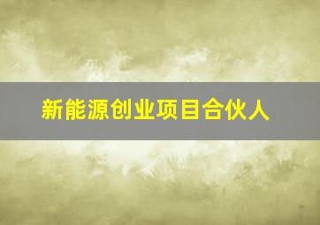 新能源创业项目合伙人