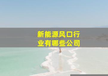 新能源风口行业有哪些公司