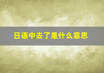 日语中去了是什么意思