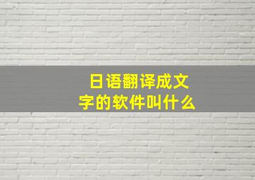 日语翻译成文字的软件叫什么