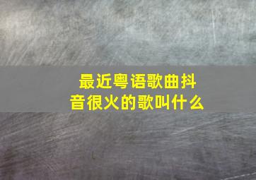 最近粤语歌曲抖音很火的歌叫什么