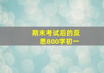 期末考试后的反思800字初一