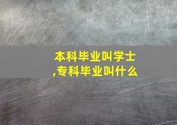 本科毕业叫学士,专科毕业叫什么