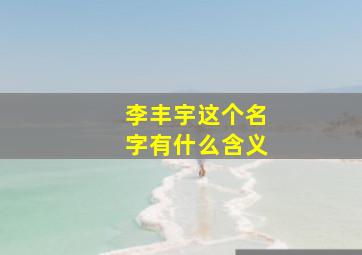 李丰宇这个名字有什么含义